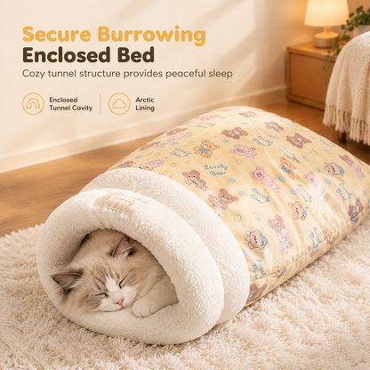 🐱 Cozy Plush Cat Sleeping Bag – Thick Warm Cave Bed for Winter
